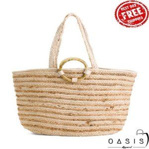MAGID Jute Tote With Tortoise Handles/ Women's Bag